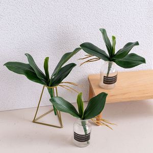 Feuilles d'orchidée Phalaenopsis artificielles en PVC souple, branche unique, pour décoration intérieure, bouquet de mariage, plante murale artificielle - Product Image 1