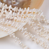 Perles d'eau douce baroques naturelles 3-4.5mm couleur blanche forme de barre Biwa perles pour bijoux bricolage