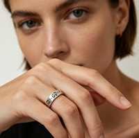 Großhandel Silber Paar-Ringset Damen Cartoon Gravierter Ring Anlaufgeschützt Passend für Sie und Ihn Versprechen Hochzeit Modeschmuck