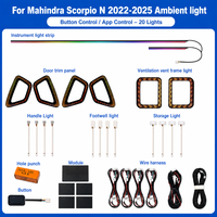 Kit d'éclairage ambiant LED pour l'intérieur et l'extérieur de la voiture, 20 lumières, contrôle par application, 12V, pour Mahindra Scorpio N 2022-2025