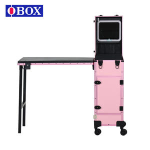Carrito de maquillaje OBOX Pink Salon Trolley con espejo y cajón, carrito de belleza portátil para uso en el hogar y el estudio. - Product Image 5