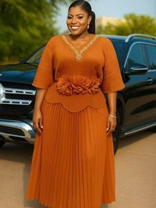 Nuovissimi accessori eleganti da donna Set gonna con diamanti scintillante impreziosita tinta unita Miyaki gonna a maniche corte <span class=keywords><strong>plissettata</strong></span> - Product Image 3