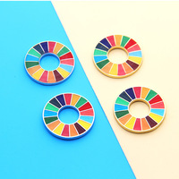 Badge métallique personnalisé Colombe de la Paix pour broche, épinglette SDG (Objectifs de Développement Durable) en émail souple avec roue arc-en-ciel