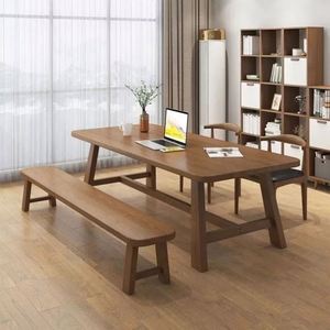 Juego de Mesa de Comedor de Madera de Olmo con Banco, Diseño Moderno para Restaurante o Desayuno - Product Image 1