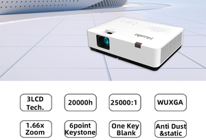 Hualu E400 3LCD kinh doanh giáo dục máy chiếu, <span class=keywords><strong>4000</strong></span> <span class=keywords><strong>ANSI</strong></span> <span class=keywords><strong>Lumens</strong></span> không dây chiếu Video chiếu với 1.6X Zoom proyector - Product Image 2