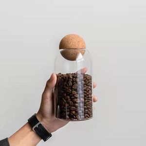 球形软木玻璃罐套装，带球形盖子硼硅酸盐容器食品储存厨房罐收纳罐用于储存 - Product Image 6