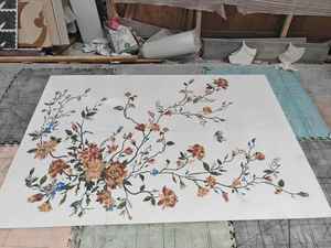 सफेद संगमरमर और टेराज़ो पत्थर स्क्वायर वाटरजेट फर्श सीढ़ियों सजावटी फूल मोज़ेक टाइल पदक - Product Image 5