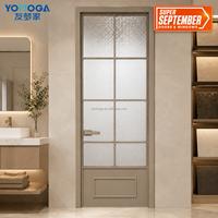 Puerta de Baño de Vidrio Marroquí con Bisagras de Aluminio, Puerta Interior de Privacidad para Villas