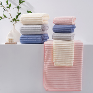 Coral Fleece Thickened <b>Bath</b> Towel Candy Colored Striped Quick Dry Beach Towel Rectangle 300g 400g Unisex Household Use - Product Image 3