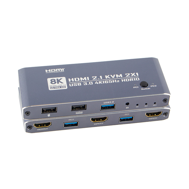 Oright 8K for 2 Port USB KVM Switch HDMI2.1 HDCP2.3 Aluminum Alloy 2PC Support USB3.0 for Mouse Keyboard Remote
