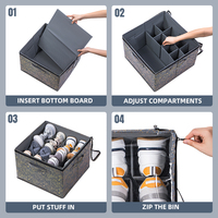 Organisateur de rangement pour chaussures pliable avec fenêtre transparente améliorée, avec séparateurs réglables et couvercle, boîte de rangement rectangulaire pour placard