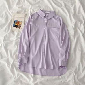 Nouvelle chemise décontractée vintage en mousseline pour femme, coupe régulière, col montant, édition coréenne, polyvalente, printemps/automne, logo frontal, séchage rapide - Product Image 5