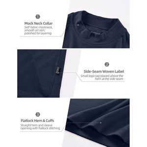 Custom <b>Mens</b> Mock <b>Turtleneck</b> Long Sleeve Thermal Base Layer <b>Top</b> Slim Fit Breathable Polyester Undershirt - Product Image 6
