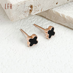 18K Pellow ellow uuuu750 4 <span class=keywords><strong>Leaf</strong></span> lover lower tutud lasslassic arreal <span class=keywords><strong>Leaf</strong></span> arrarrings <span class=keywords><strong>Clover</strong></span> Stud 18K arrold EAF - Product Image 5