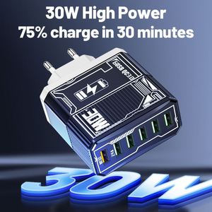 6-in-1 QC3.0 Fast Charger <b>USB</b> <b>Hub</b> EU/US/UK Travel Plug for Phones & Tablets - Product Image 2