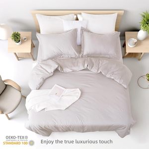 Juego de Funda Nórdica de Lujo de 3 Piezas en <span class=keywords><strong>Beige</strong></span> Claro, Elaborado con 100% Algodón Egipcio de 400 Hilos, con Fundas de Almohada - Product Image 2