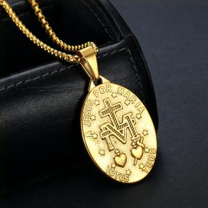 <span class=keywords><strong>Collana</strong></span> con Pendente della Vergine Maria in Oro 18k, Gioielli da Donna in Acciaio Inossidabile, <span class=keywords><strong>Medaglione</strong></span> Religioso - Product Image 3