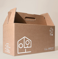 Caja de cartón corrugado con asa tipo E para transporte de frutas y leche, con logo personalizado, al por mayor