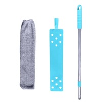 Plumeau en fibre rétractable à long manche plumeau incurvé lavable plumeau ménage plumeau outils de nettoyage vadrouille plate