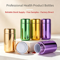 Bouteille d'emballage personnalisée en PET de 210 ml, or, argent, bleu, violet, bouteilles en plastique plaquées or avec bouchon à vis