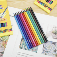 Étui à crayons hexagonal noir foncé pastel 12 couleurs, version anglaise, coffret de crayons de couleur