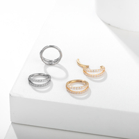 Anneau de nez, clicker de septum, boucles d'oreilles, bijoux de piercing pour cartilage et hélix en titane personnalisé, à segment articulé, double ligne de zircon