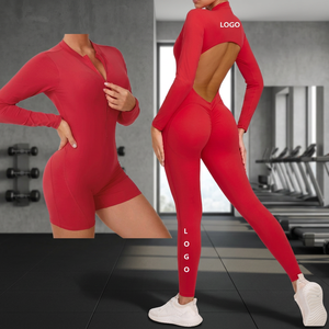 Wholesale Women's Quick Dry Spandex/Nylon Wrinkle-Resistant Dot Pattern <b>Workout</b> Bodysuit Long Sleeve Yoga <b>Jumpsuit</b> Rompers One - Product Image 3