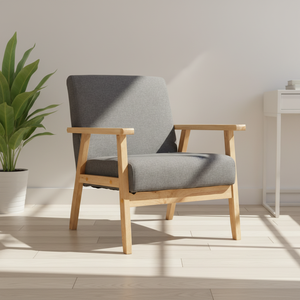 Fauteuils inclinables en tissu gris de haute qualité avec accoudoirs en bois, style simple, pour la maison et le bureau - Meubles de chambre à coucher en gros - Product Image 1