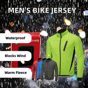 Maillot de cyclisme recyclable en polaire thermique imperméable et coupe-vent pour homme Veste de vélo d'automne et d'hiver pour l'équitation et la course à pied en VTT - Product Image 2