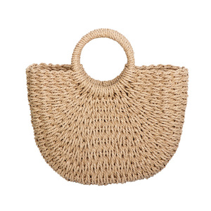 Sac à main demi-lune en paille tressée pour femme, léger, idéal pour les vacances à la plage et les tenues quotidiennes, collection Printemps 2025 - Product Image 5