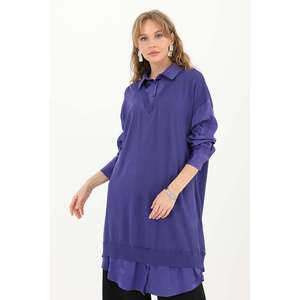 Túnica Elegante Morada para Mujer Puane con Detalles de Cuello Camisero, Tela Suave y Cómoda para Uso Diario y Ocasiones Especiales - Product Image 1