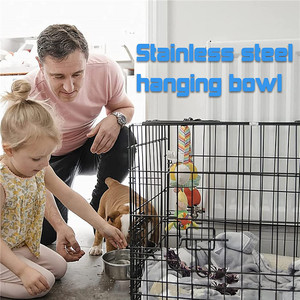Detachable <strong>Dog</strong> Cat Cage Kennel Hanging <strong>Bowl</strong> Pet <strong>Dog</strong> Stainless Steel Coop Cups with Clamp Holder - Product Image 5
