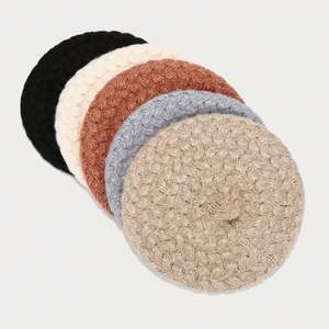 Nouveau Béret Tricoté Japonais Vintage Automne-Hiver Couleur Unie Élégant et Raffiné pour Femme - Product Image 6