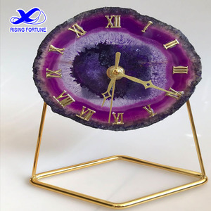 2022 nouveau Design de luxe Style européen Vintage pierre de marbre naturel <span class=keywords><strong>Onyx</strong></span> gemme horloge murale décoration de la maison Table horloge murale - Product Image 6