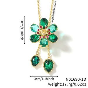 Collana con Ciondolo a Fiore in Cristallo Placcato Oro in Lega di Rame, Catena a Maglie con Strass a Marquise, Gioielli Trendy da Donna per Feste - Product Image 4