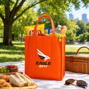 Custom Printed Eco Friendly <b>Reusable</b> Large Capacity Promotional Grocery Carrier Tote <b>Bag</b> Rope Handle Multiple Sizes Non-Woven - Product Image 3