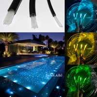Câble de Fibre Optique Multibrins 25*0.75mm IP68 pour Piscine, à Éclatement Lumineux, en PMMA, Multicore, Noir, PVC, à Brins Multiples