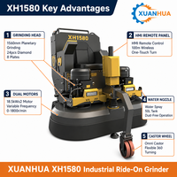 Machine à poncer les sols XUANHUA XH1580, 1560 mm, 18,5 kW x 2, télécommande, fréquence variable, meuleuse à béton, 1200 kg