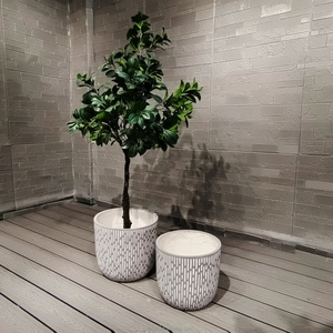 Vente en gros de pots et jardinières en argile fibreuse de nouvelle conception, 2 ensembles pour la décoration de la maison et du bureau, utilisation au sol uniquement - Product Image 4