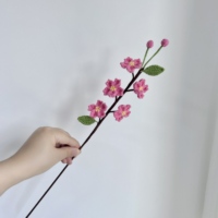 Bunga Sakura Rajutan Tangan Premium - Benang Katun Lembut (Merah Ceri/Putih/Ungu) Romantis dan Menawan untuk Hari Valentine Natal