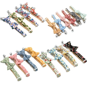 Collar de nailon con campana para gatos, collar colorido barato para mascotas, collar separable para perros pequeños, gatos, margaritas, lazo de mariposa Floral a cuadros - Product Image 2