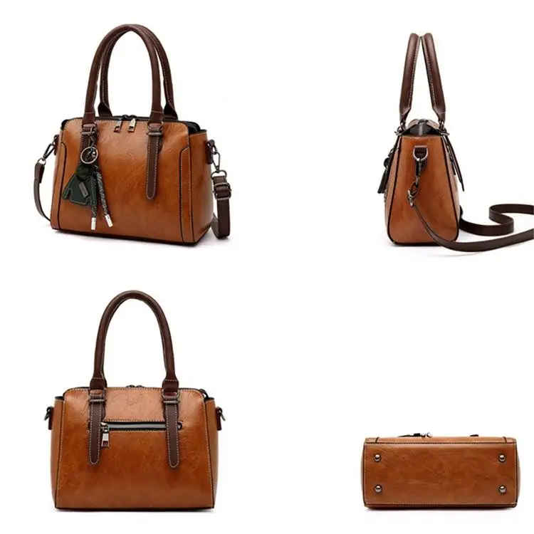 L0605 With Tassel Crossbody Fashionable Designer bag Contrast Color Handle Vintage Brown High Quality Leather Shoulder bag Oem