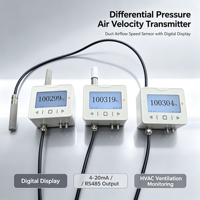 Transmisor Digital de Presión Diferencial, Sensor de Presión con Pantalla LCD, Transductor de Temperatura y Humedad, 4-20mA RS485, FFU para Cuarto Limpio