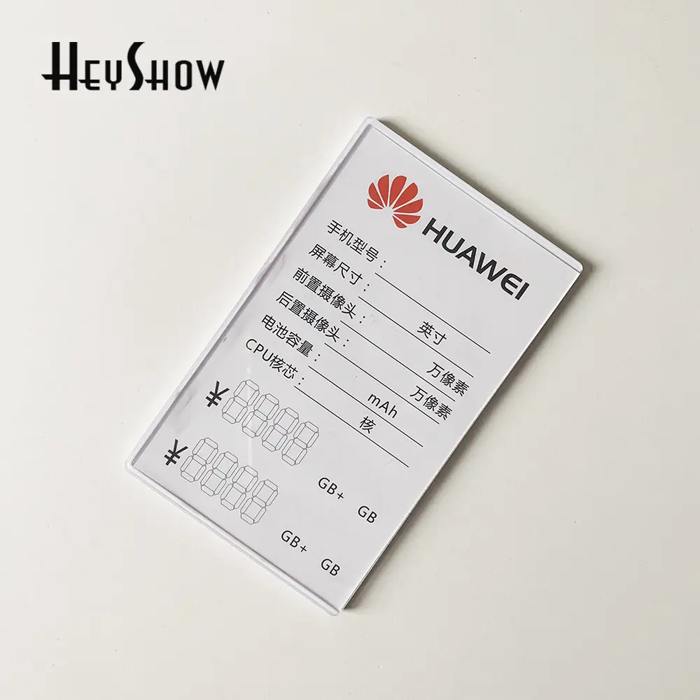 Heyshow Acryl Prijskaarthouder Huawei Bureaulabel Label Display Stand Met Plastic Body Siliconen Ipad Voor Winkel 130*80 Mm