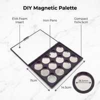 Palet Eyeshadow Magnetik Kosong Grosir 6/12 Lubang, Kotak Makeup DIY dengan Busa EVA, Wadah Besi, Tutup Transparan