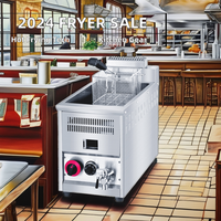 Machine à frire automatique au gaz commerciale 2024 pour poulet et pommes de terre KFC, équipement de fabrication de cuisine professionnelle, utilisation en restaurant, vente