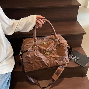 Retro Style PU Luggage Travel Bags Large Capacity <b>Clothes</b> <b>Storage</b> Tote Bag Unisex Custom Logo - Product Image 3