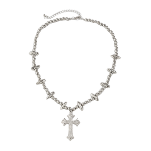 High-End Trendy Summer Link Chain Water Drops Diamond Imitation <strong>Pearl</strong> <strong>Necklace</strong> No Fading Tempe Design Cross <strong>Pendant</strong> <strong>Necklace</strong> - Product Image 2