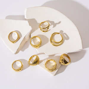 Anello per il viso Hip-hop anello <span class=keywords><strong>punk</strong></span> in acciaio inossidabile 18 carati placcato in oro accessori per uomo e donna anello per scultura del viso - Product Image 1