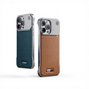 כיסוי טלפון חדש ללא שוליים עם רצועת אלקטרופלטה לארומתרפיה, עשוי מעור PU וחומר PC, עם טעינה אלחוטית מגנטית לסדרה 17 - Product Image 1